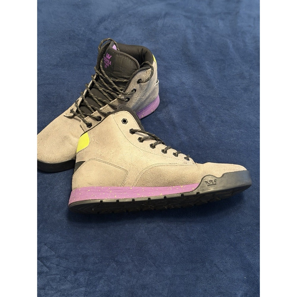 Supra Blackwood High Top Sneakers TK Society Mens Size 12 Grey Purple Lime